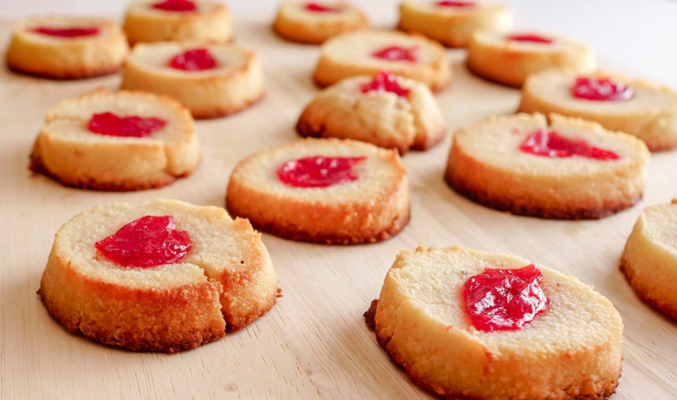 Low Carbohydrate, Healthy Fat Strawberry Thumbprint Cookies